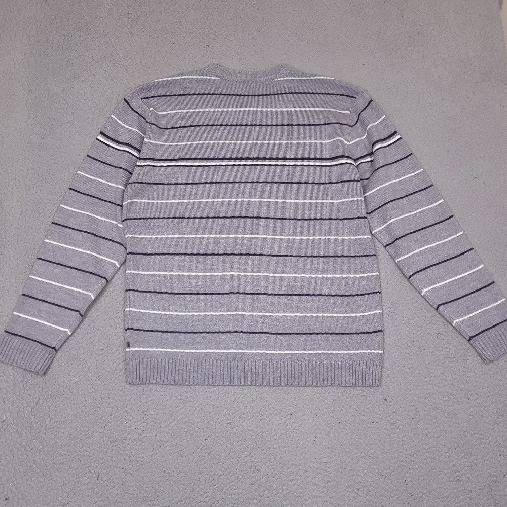 Xtreme Gear Surplus Ltd Sweater Mens Large Gray Striped V-Neck Acrylic Knit - Picture 8 of 9